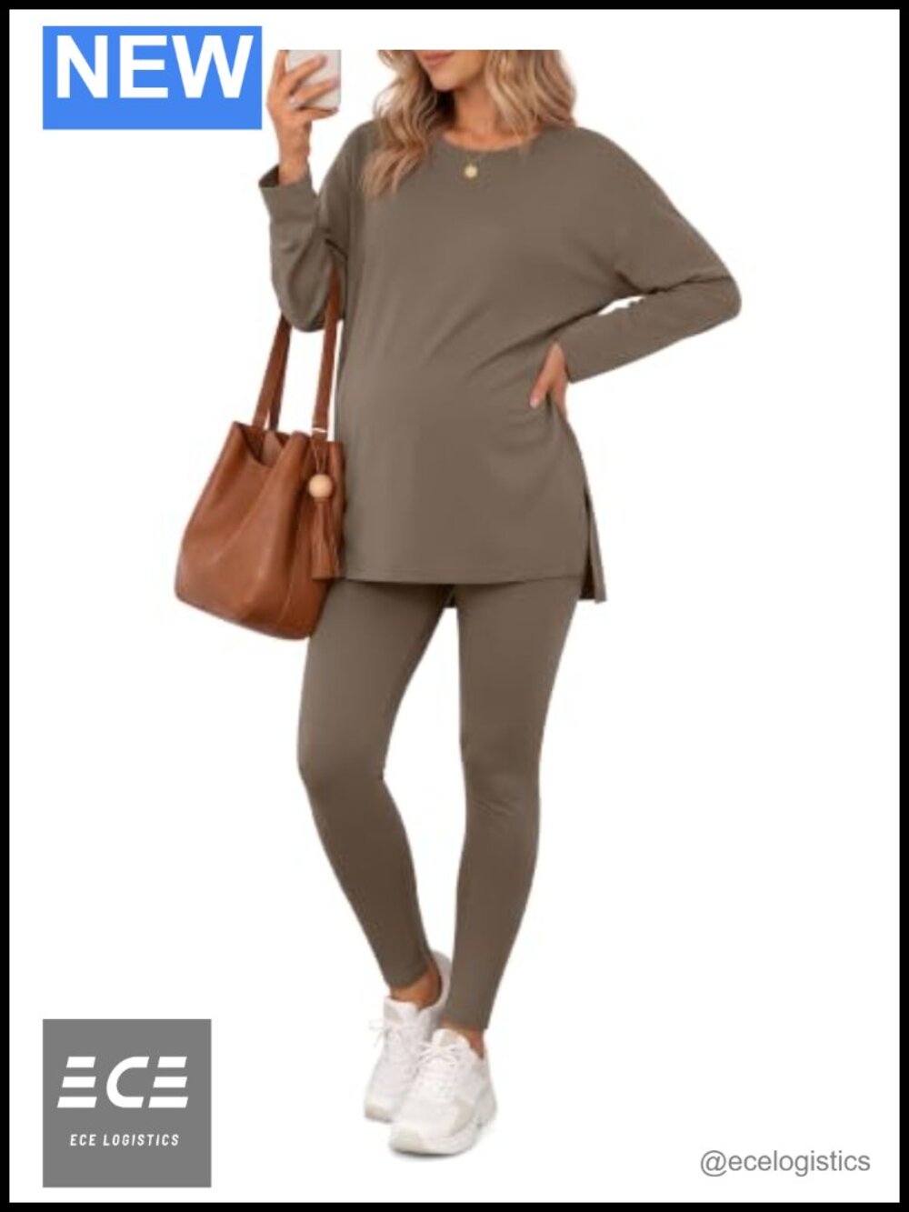 Maternity 2 Piece Lounge Set Oversize Top Fitted Leggings